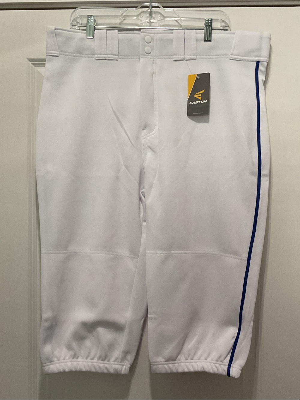 Easton White Knicker Baseball Pants with Blue Side Piping